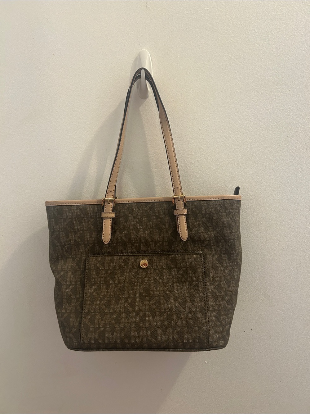 Michael Kors Brown and Tan MK Signature Tote